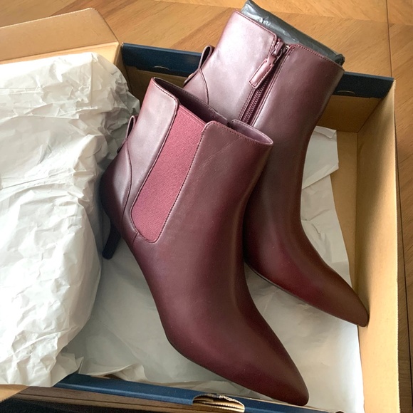 COLE HAAN Go-To-Park BLOODSTONE Leather Booties Pointed Toe Stiletto heel boots - Picture 8 of 11